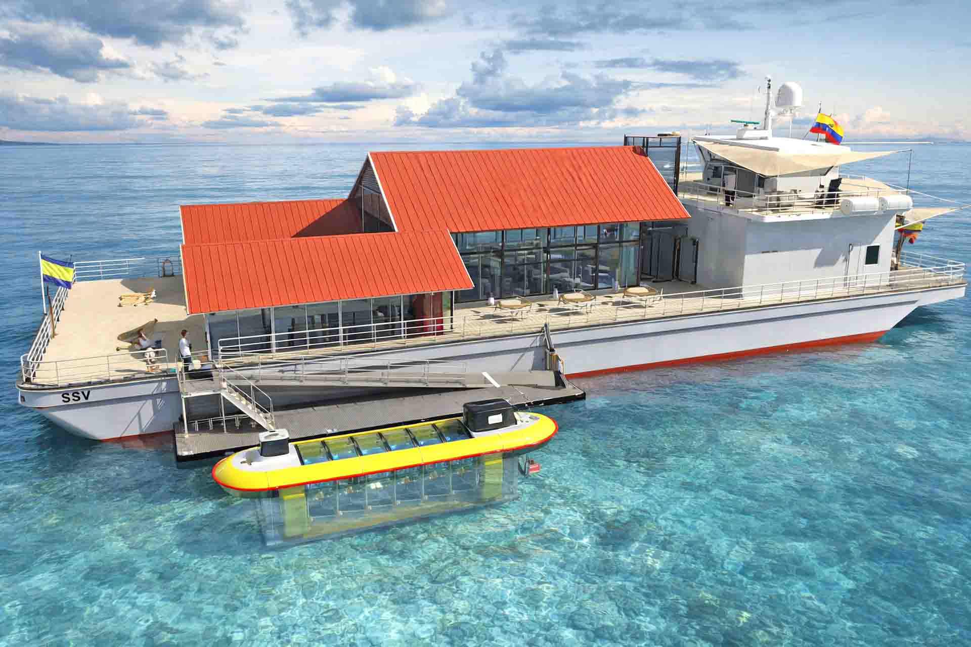 Drawing of An Eco Sub At A Submarine Docking Platform